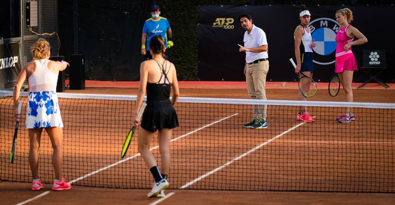 September 18, 2020, Rome, ITALY: Barbora Strycova of the Czech Republic & Su-Wei Hsieh of Chinese Taipeh playing doubles at the 2020 Internazionali BNL d Italia WTA, Tennis Damen Premier 5 tennis tournament Rome ITALY - ZUMAa181 20200918_zaa_a181_142 Copyright: xRobxPrangex