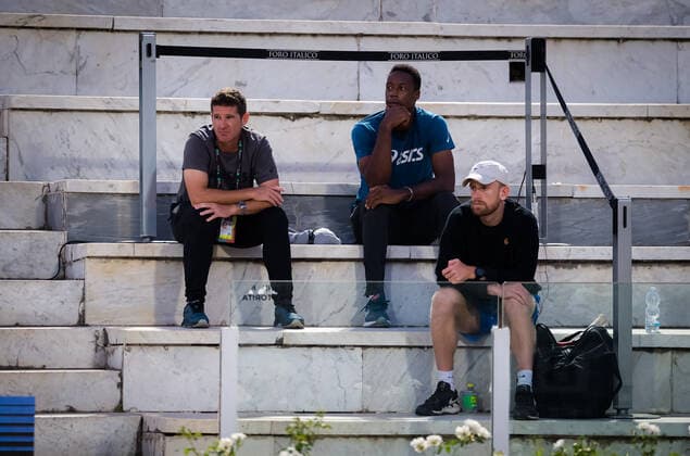 September 18, 2020, Rome, ITALY: Gael Monfils watches girlfriend Elina Svitolina during the third round at the 2020 Internazionali BNL d Italia WTA, Tennis Damen Premier 5 tennis tournament Rome ITALY - ZUMAa181 20200918_zaa_a181_154 Copyright: xRobxPrangex