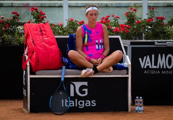 September 19, 2020, Rome, ITALY: Victoria Azarenka of Belarus in action against Garbine Muguruza of Spain during the quarter-final at the 2020 Internazionali BNL d Italia WTA, Tennis Damen Premier 5 tennis tournament Rome ITALY - ZUMAa181 20200919_zaa_a181_062 Copyright: xRobxPrangex