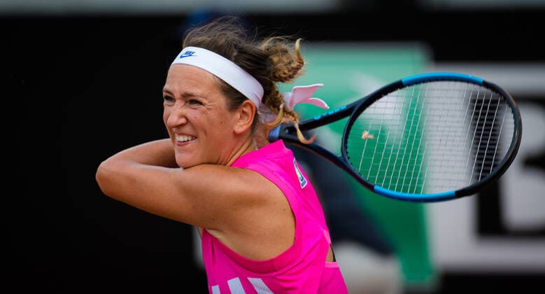 September 19, 2020, Rome, ITALY: Victoria Azarenka of Belarus in action against Garbine Muguruza of Spain during the quarter-final at the 2020 Internazionali BNL d Italia WTA, Tennis Damen Premier 5 tennis tournament Rome ITALY - ZUMAa181 20200919_zaa_a181_075 Copyright: xRobxPrangex