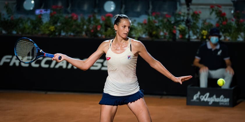 September 19, 2020, Rome, ITALY: Karolina Pliskova of the Czech Republic in action during her quarter-final match at the 2020 Internazionali BNL d Italia WTA, Tennis Damen Premier 5 tennis tournament against Elise Mertens of Belgium Rome ITALY - ZUMAa181 20200919_zaa_a181_193 Copyright: xRobxPrangex