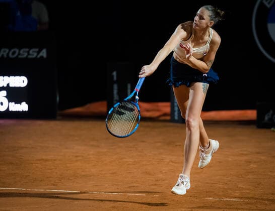 September 19, 2020, Rome, ITALY: Karolina Pliskova of the Czech Republic in action during her quarter-final match at the 2020 Internazionali BNL d Italia WTA, Tennis Damen Premier 5 tennis tournament against Elise Mertens of Belgium Rome ITALY - ZUMAa181 20200919_zaa_a181_199 Copyright: xRobxPrangex