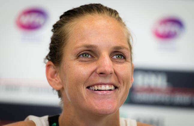September 19, 2020, Rome, ITALY: Karolina Pliskova of the Czech Republic talks to the media after her quarter-final match at the 2020 Internazionali BNL d Italia WTA, Tennis Damen Premier 5 tennis tournament Rome ITALY - ZUMAa181 20200919_zaa_a181_203 Copyright: xRobxPrangex