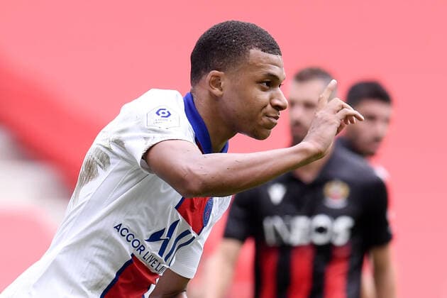 JOIE - 07 KYLIAN MBAPPE (PSG) FOOTBALL : Nice vs Paris SG - Ligue 1 Uber Eats - 20 09 2020 FEP Panoramic 