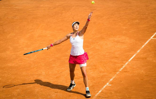 September 20, 2020, Rome, ITALY: Garbine Muguruza of Spain in action during the semi-final of the 2020 Internazionali BNL d Italia WTA, Tennis Damen Premier 5 tennis tournament against Simona Halep of Romania Rome ITALY - ZUMAa181 20200920_zaa_a181_016 Copyright: xRobxPrangex