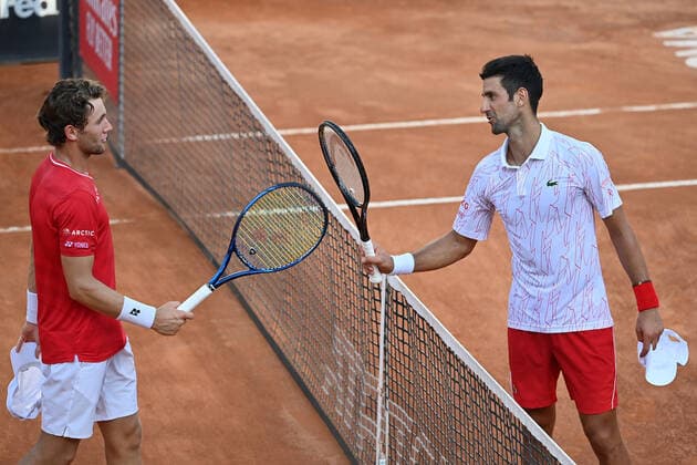Photo Alfredo Falcone - LaPresse 20 09 2020 Roma (Italy) Tennis Novak Djokovic (SRB) vs Casper Ruud (NOR) Internazionali BNL d Italia 2020 In the pic:Novak Djokovic (SRB) vs Casper Ruud (NOR)  Copyright: xAlfredoxFalcone LaPressex