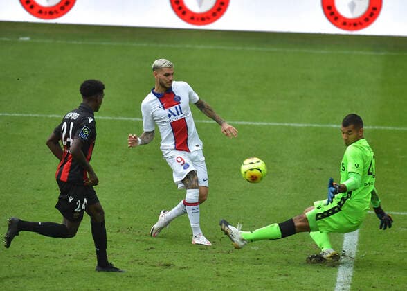 Icardi vs Benitez walter FOOTBALL : Ligue 1 - 20 09 2020 OGC Nice vs PSG MAO Panoramic 