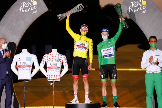20-09-2020 Tour De France; Tappa 21 Mantes La Jolie - Paris; 2020, Uae - Emirates; 2020, Deceuninck - Quick Step; Pogacar, Tadej; Bennett, Sam; Paris; 