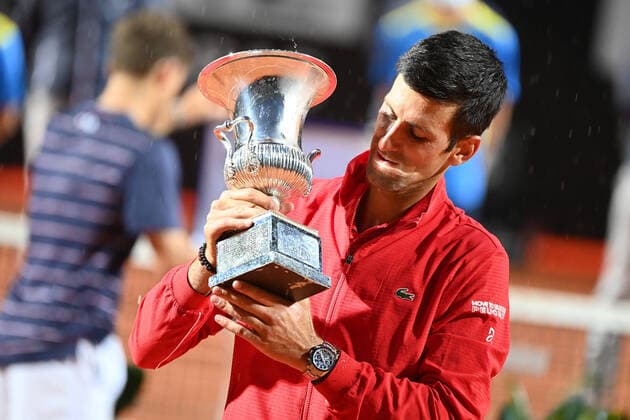 Photo Alfredo Falcone - LaPresse 21 09 2020 Roma (Italy) Tennis men s final Novak Djokovic (SRB) vs Diego Schwartzman (ARG) Internazionali BNL d Italia 2020 In the pic:Novak Djokovic with trophy  Copyright: xAlfredoxFalcone LaPressex