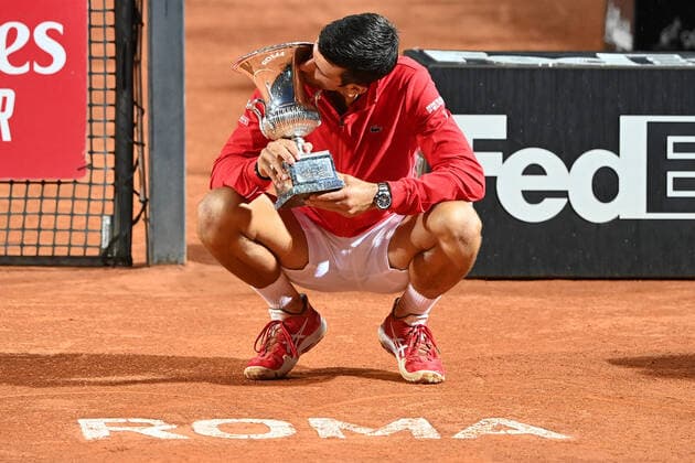 Photo Alfredo Falcone - LaPresse 21 09 2020 Roma (Italy) Tennis men s final Novak Djokovic (SRB) vs Diego Schwartzman (ARG) Internazionali BNL d Italia 2020 In the pic:Novak Djokovic with trophy  Copyright: xAlfredoxFalcone LaPressex