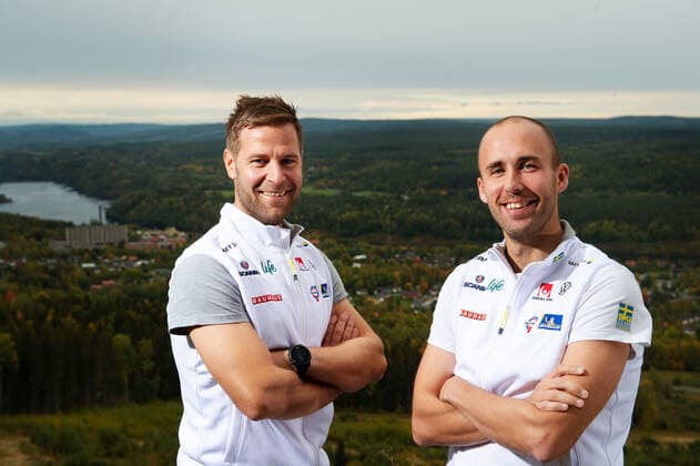 200921 Coaches Anders Högberg and Lars Ljung pose for a portrait during a press conference with Sweden on September 21, 2020 in Solleftea,  Copyright: NILSxJAKOBSSON BB200921NJ055