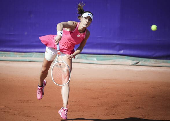 Alize cornet (FRA) in action vs Elena Rybakina (KAZ) during their WTA, Tennis Damen Open internaionaux de tennis de Strasbourg in Strasbourg on October 22, 2020 TENNIS : Open de Strasbourg - 22 09 2020 ElyxandroCEGARRA PANORAMIC 