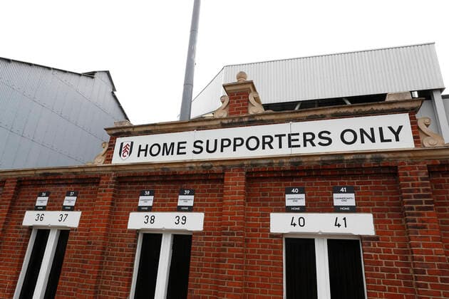 23rd September 2020; Craven Cottage, London, England; English Football League Cup, Carabao Cup Football, Fulham versus Sheffield Wednesday; Home Supports Only entrance at the Johnny Haynes and Hammersmith stand corner  ActionPlus12235848 JohnxPatrickxFletcher