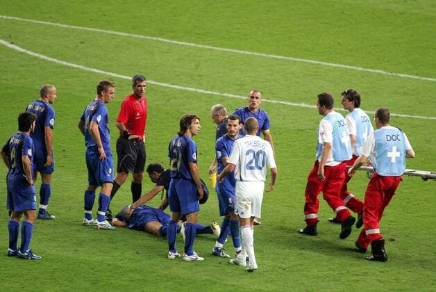 Marco Materazzi Lays Out Italy V France World Cup Final, Italy V France Olympiastadion, Berlin, Germany 09 July 2006  Copyright: Allstar RichardxSelle 12865148