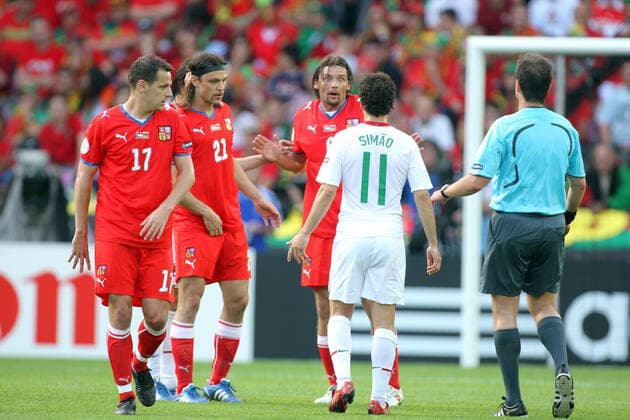 Marek Matejovsky, Tomas Ujfalusi, Marek Jankulovski & Simao Czech Republic & Fc Nurnberg Czech V Portugal,Euro 2008 Stade De Geneve, Geneve, Switzerland 11 June 2008 Copyright: Allstar RichardxSelle 12892046