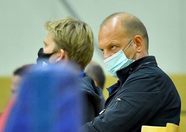 24 09 2020, xlakx, Basketball Test Match, Alba Berlin Olympiakos Piraeus emspor, v l Marco Baldi Alba Berlin Managing Director looks worried DFL DFB REGULATIONS PROHIBIT ANY USE OF PHOTOGRAPHS as IMAGE SEQUENCES and or QUASI VIDEO Oranienburg