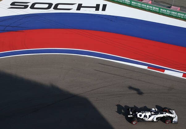 SOCHI, RUSSIA - SEPTEMBER 25, 2020: Scuderia AlphaTauri F1 Team driver Daniil Kvyat takes part in a free practice session at the 2020 Formula One Russian Grand Prix race at the Sochi Autodrom racing circuit. Dmitry Feoktistov TASS  TS0E8737