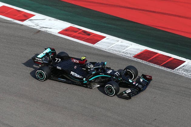 SOCHI, RUSSIA - SEPTEMBER 25, 2020: Mercedes F1 Team driver Valtteri Bottas takes part in a free practice session at the 2020 Formula One Russian Grand Prix race at the Sochi Autodrom racing circuit. Dmitry Feoktistov TASS  TS0E8738