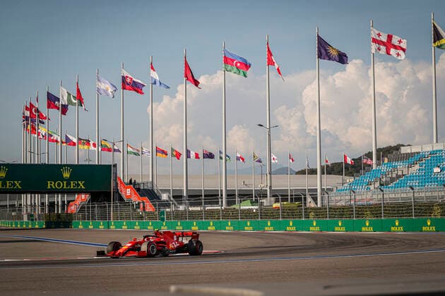 16 LECLERC Charles (mco), Scuderia Ferrari SF1000, action during the Formula 1 VTB Russian Grand Prix 2020, from September 25 to 27, 2020 on the Sochi Autodrom, in Sochi, Russia - FORMULE 1 : Grand prix de Russie - 25 09 2020 DPPI PANORAMIC  00120022__LF11366