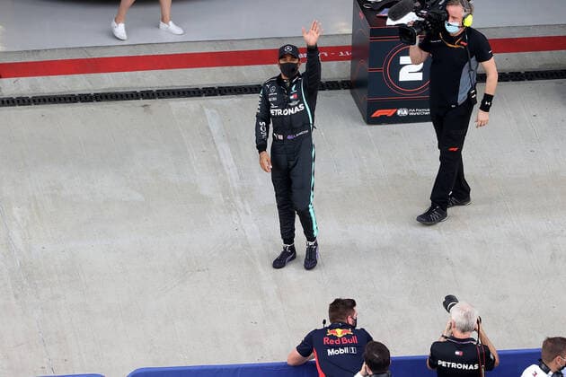 FORMULA 1 VTB RUSSIAN GRAND PRIX 2020 26 09 2020, Sochi Autodrom, Sochi, FORMULA 1 VTB RUSSIAN GRAND PRIX 2020 , in the picture pole position for Lewis Hamilton GB 44 , Mercedes AMG Petronas F1 Team nordphotoxBratic nph00250