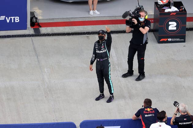 FORMULA 1 VTB RUSSIAN GRAND PRIX 2020 26 09 2020, Sochi Autodrom, Sochi, FORMULA 1 VTB RUSSIAN GRAND PRIX 2020 , in the picture pole position for Lewis Hamilton GB 44 , Mercedes AMG Petronas F1 Team nordphotoxBratic nph00250