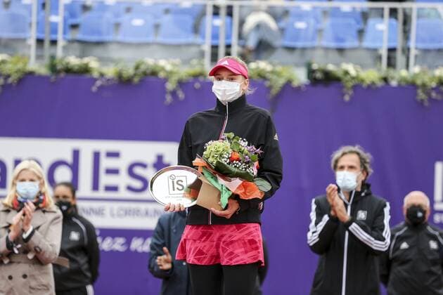 Elena Rybakina The final match of the WTA, Tennis Damen international open tennis tournament of Strasbourg, eastern France, on September 26 , 2020. TENNIS : Open de Strasbourg - finale _ 26 09 2020 ElyxandroCEGARRA PANORAMIC 