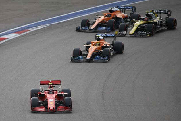 SOCHI, RUSSIA - SEPTEMBER 26, 2020: Drivers compete in the qualifying session for the 2020 Formula One Russian Grand Prix at the Sochi Autodrom racing circuit. Dmitry Feoktistov TASS  TS0E8957