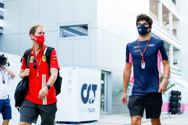 FORMULA 1 VTB RUSSIAN GRAND PRIX 2020 26 09 2020, Sochi Autodrom, Sochi, FORMULA 1 VTB RUSSIAN GRAND PRIX 2020, in the picture team mates next year Sebastian Vettel GER 5 , Scuderia Ferrari and Lance Stroll CAN 18 , BWT Racing Point F1 Team nordphotoxBratic nph00250