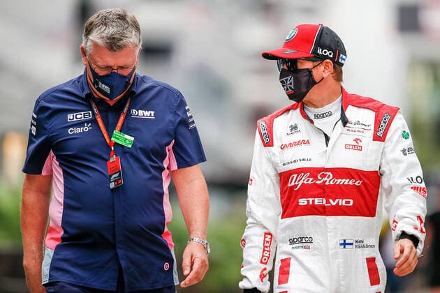 FORMULA 1 VTB RUSSIAN GRAND PRIX 2020 26 09 2020, Sochi Autodrom, Sochi, FORMULA 1 VTB RUSSIAN GRAND PRIX 2020 , in the picture team manager Otmar Szafnauer BWT Racing Point F1 Team , Kimi Raikkonen FIN 7 , Alfa Romeo Racing ORLEN nordphotoxBratic nph00250