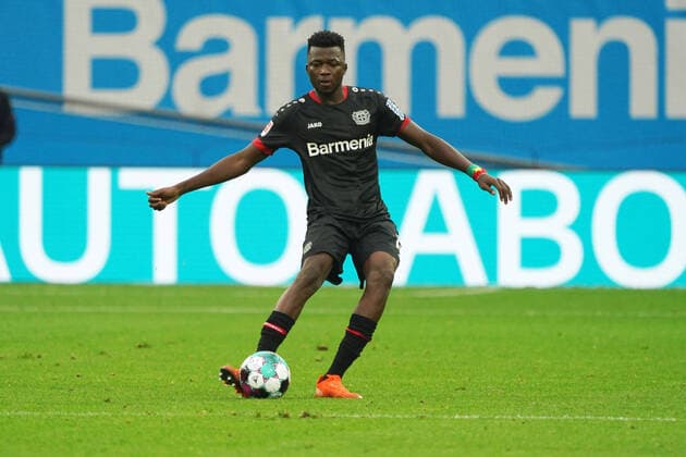 Football , 1 BL Season 2020 2021, Corona, Covid 19, Bayer 04 Leverkusen vs RB Leipzig, 26 09 2020, Bayarena Leverkusen, Edmond Tapsoba Bayer 04 Leverkusen Action, single picture,