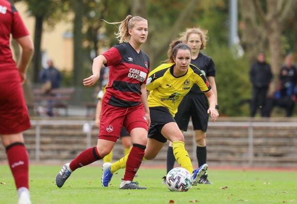 xjfx 27 09 2020 DFB Pokal Frauen SC Opel 06 Rüsselsheim 1 FC Nürnberg v l , Eva Bahm 1 FC Nürnberg Frauen , Angela Fedel SC Opel Rüsselsheim Frauen DFL DFB REGULATIONS PROHIBIT ANY USE OF PHOTOGRAPHS as IMAGE SEQUENCES and or QUASI VIDEO Copyright: HMBxMedia