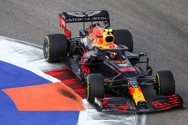 SOCHI, RUSSIA - SEPTEMBER 27, 2020: Red Bull Racing F1 team driver Alexander Albon of Thailand competes in the 2020 Formula One Russian Grand Prix at the Sochi Autodrom racing circuit. Dmitry Feoktistov TASS  TS0E8A2A