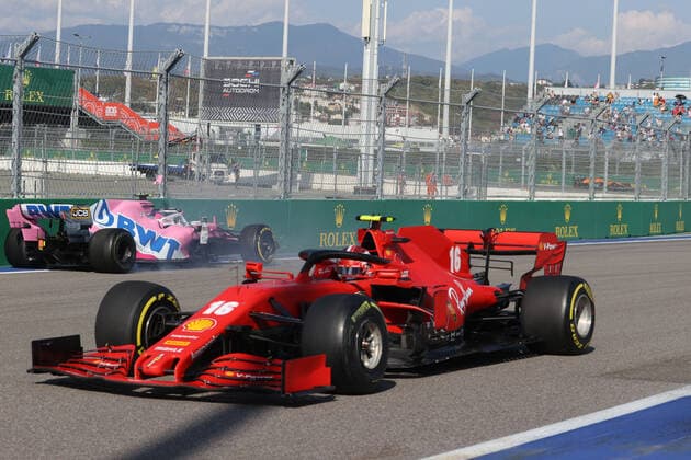 Motorsports FIA Formula One World Championship 2020, Grand Prix of Russia, 16 Charles Leclerc MCO, Scuderia Ferrari Mission Winnow , 18 Lance Stroll CAN, BWT Racing Point F1 Team , Sochi Russia