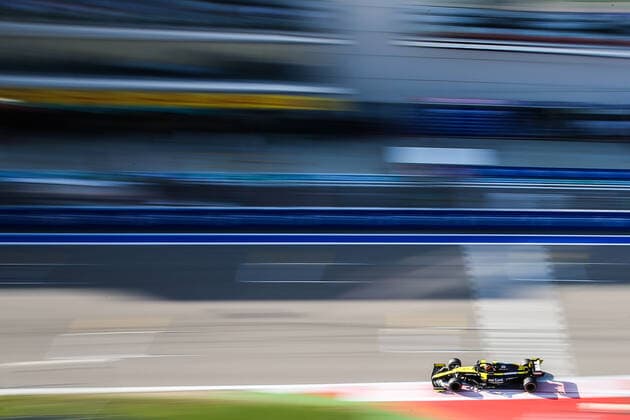 SOCHI, RUSSIA - SEPTEMBER 27, 2020: Renault F1 team driver Esteban Ocon of France competes in the 2020 Formula One Russian Grand Prix at the Sochi Autodrom racing circuit. Dmitry Feoktistov TASS  TS0E8AA9