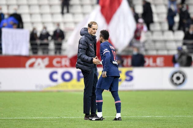 FAIR PLAY - 10 NEYMAR JR (PSG) - THOMAS TUCHEL (ENTRAINEUR PSG) FOOTBALL : Reims vs Paris SG - Ligue 1 Uber Eats - 27 09 2020 FEP Panoramic 