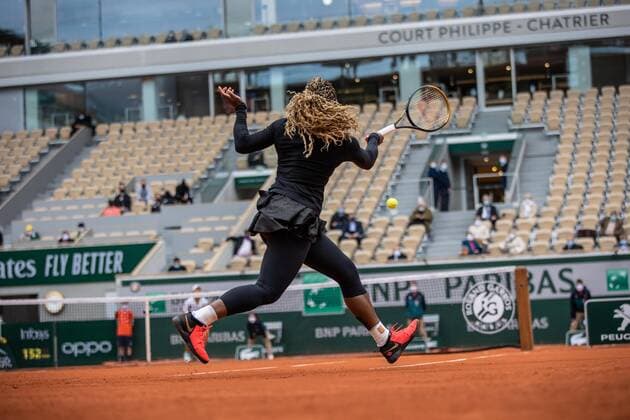 Serena WILLIAMS (USA) plays a forehand during her match against Kristie AHN (USA) in the Philippe Chatrier court on the first round of the French Open tennis tournament at Roland Garros in Paris, France, 28th June 2020.  Copyright: xAurelienxMorissardx