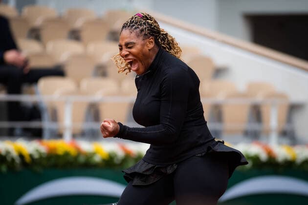September 28, 2020, Paris, France: Serena Williams of the United States in action against Kristie Ahn of the United States during the first round at the 2020 Roland Garros Grand Slam tennis tournament Paris France - ZUMAa181 20200928_zaa_a181_116 Copyright: xRobxPrangex