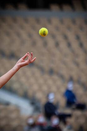 Karolina PLISKOVA (CZE) serves during her match against Mayar SHERIF (EGY) in the Philippe Chatrier court on the first round of the French Open tennis tournament at Roland Garros in Paris, France, 29th June 2020.  Copyright: xAurelienxMorissardx