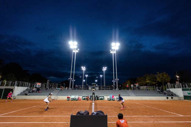 (201001) -- PARIS, Oct. 1, 2020 -- Photo taken on Sept. 30, 2020 shows the women s doubles first round match between Zhang Shuai of China Veronika Kudermetova of Russia and Anna Blinkova of Russia Christina Mchale of the United States in the French Open tennis tournament 2020 at Roland Garros in Paris, France. (Photo by Xinhua) (SP)FRANCE-PARIS-TENNIS-ROLAND GARROS-FRENCH OPEN-DAY 4 AurelienxMorissard 