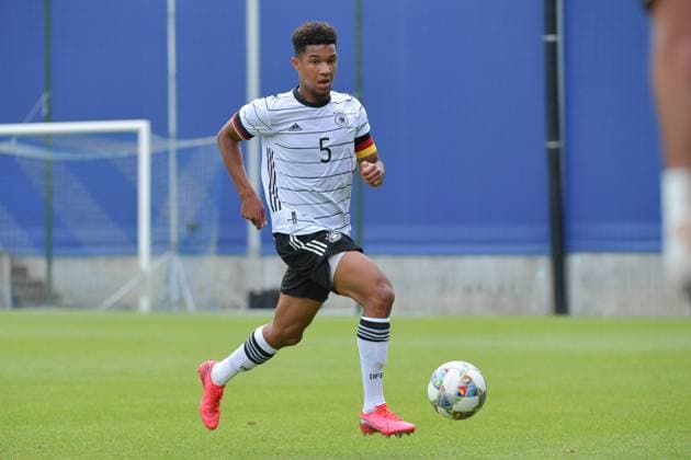German Tan-Kenneth Jerico Schmidt (5) pictured during a friendly soccer game between the national teams Under19 Youth teams of Belgium and Germany on tuesday 8 th of September 2020 in Genk , Belgium . PHOTO SPORTPIX.BE SPP DIRK VUYLSTEKE Dirk Vuylsteke Sportpix.be S BELGIUM VS GERMANY 