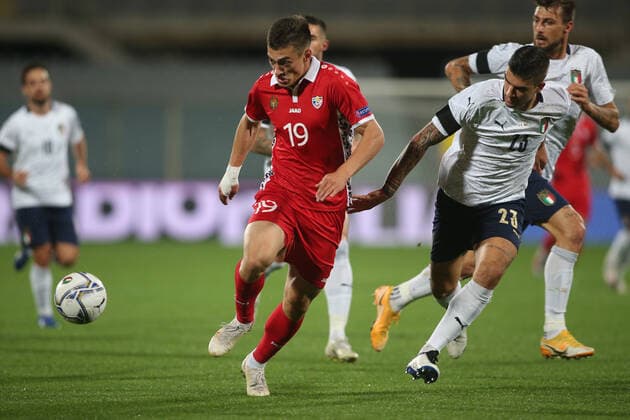 Florence 07 10 2020:Nicolaescu (Moldova), Spinazzola (italy) in action during the friendly match between Italy vs Moldova in Artemio Franchi stadium in Florence.  Copyright: xMarcoxIacobuccix xIPAx xMarcoxIacobuccix 0