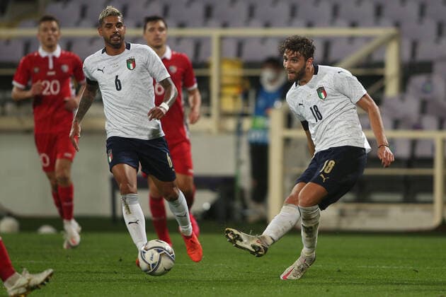 Florence 07 10 2020: EMERSON (ITALY), MANUEL LOCATELLI (ITALY) in action during the friendly match between Italy vs Moldova in Artemio Franchi stadium in Florence.  Copyright: xMarcoxIacobuccix xIPAx xMarcoxIacobuccix 0