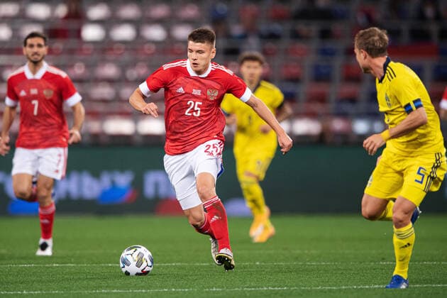 201008 Andrei Mostovoy of Russia during the international friendly football match between Russia and Sweden on October 8, 2020 in Moscow Photo Joel Marklund BILDBYRAN code JM JM0024 bbeng football football soccer football training international international friendly international russia russia sweden sweden a,  Copyright: JOELxMARKLUND BB201008JM156