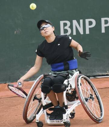 Tennis: French Open women s wheelchair final Momoko Ohtani plays a shot against Japanese compatriot Yui Kamiji in the women s wheelchair singles final of the French Open tennis tournament in Paris on Oct. 9, 2020. 