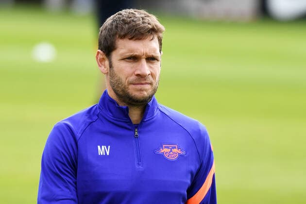 Soccer Bundesliga Season 2020 2021, Training at Bundesliga club RB Leipzig 07 10 2020 Moritz Volz Assistant Coach RB Leipzig at training of RB Leipzig 07 10 2020 Leipzig Sachsen Germany Red Bull Training ground at Cottaweg
