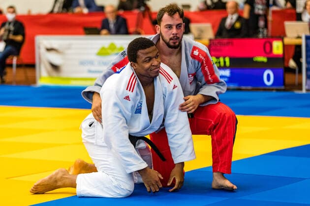 10 10 2020, Brandenburg, Senftenberg Judo Bundesliga Final Men 2020 Milot Jusufi, KSC Asahi Spremberg, Losseni Kone, Hamburger JT foto Eibner Hammerschmidt Judo Bundesliga Final Men 2020 Senftenberg Copyright: xHammerschmidtx Eibner-Pressefotox EP_fhamm