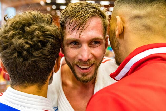 10 10 2020, Brandenburg, Senftenberg Judo Bundesliga Final Men 2020 Final Domenic Ressel, Hamburger JT cheers after victory over Aneas Paul, SUA Witten photo Eibner Hammerschmidt Judo Bundesliga Final Men 2020 Senftenberg Copyright: xHammerschmidtx Eibner-Pressefotox EP_fhamm