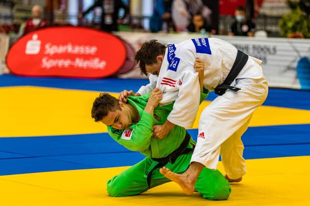 10 10 2020, Brandenburg, Senftenberg Judo Bundesliga Final Men 2020 Final Leon Cedric Philipp, SUA Witten Yerrick Schriever, Hamburger JT foto Eibner Hammerschmidt Judo Bundesliga Final Men 2020 Senftenberg Copyright: xHammerschmidtx Eibner-Pressefotox EP_fhamm