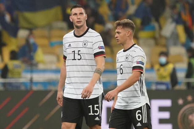Niklas Süle Germany Germany with Joshua Kimmich Germany Germany 10 10 2020 Ukraine vs Germany, UEFA Nations League, 3 Matchday, Olympic Stadium Kiev DISCLAIMER DFB regulations prohibit any use of photographs as image sequences and or quasi video