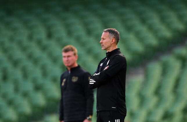 UEFA Nations League, Aviva Stadium, Ballsbridge, Co. Dublin 11 10 2020 Republic of Ireland vs Wales Ireland Manager Stephen Kenny and Wales Manager Ryan Giggs Stephen Kenny and Ryan Giggs 11 10 2020  Copyright: x INPHO JamesxCrombiex JBN22184